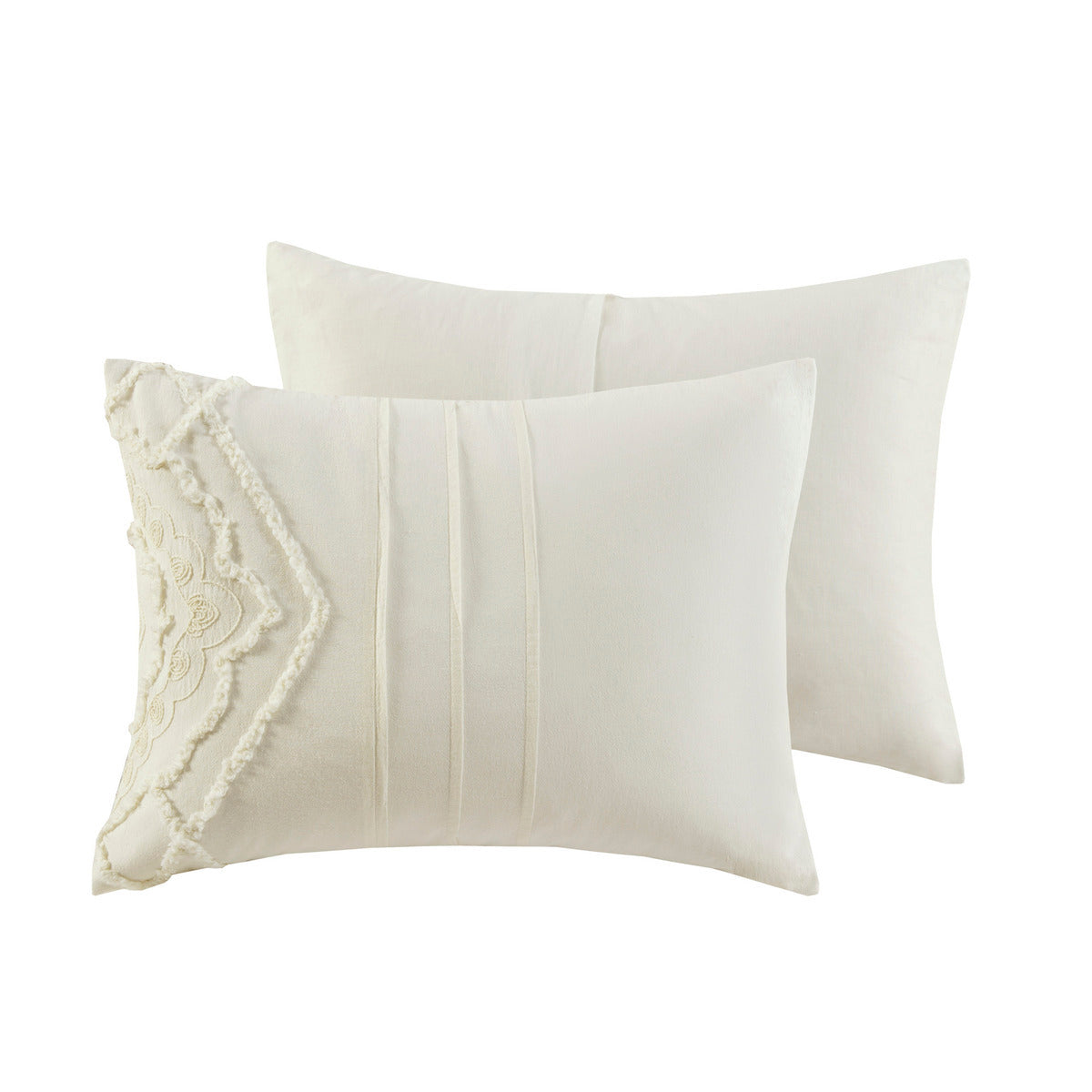 3 Piece Cotton Duvet Cover Set Queen Off White Cotton