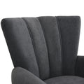 Modern Accent Living Room Chairs,Polyester Armchair Club Chair With Channel Back, Accent Chair For Living Room, Bedroom Reading Room, Soft Fabric, Wooden Leg, Dark Grey Dark Grey Primary Living Space Modern Foam Plywood