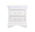 Charlston White Nightstand With Led White Solid Wood Mdf