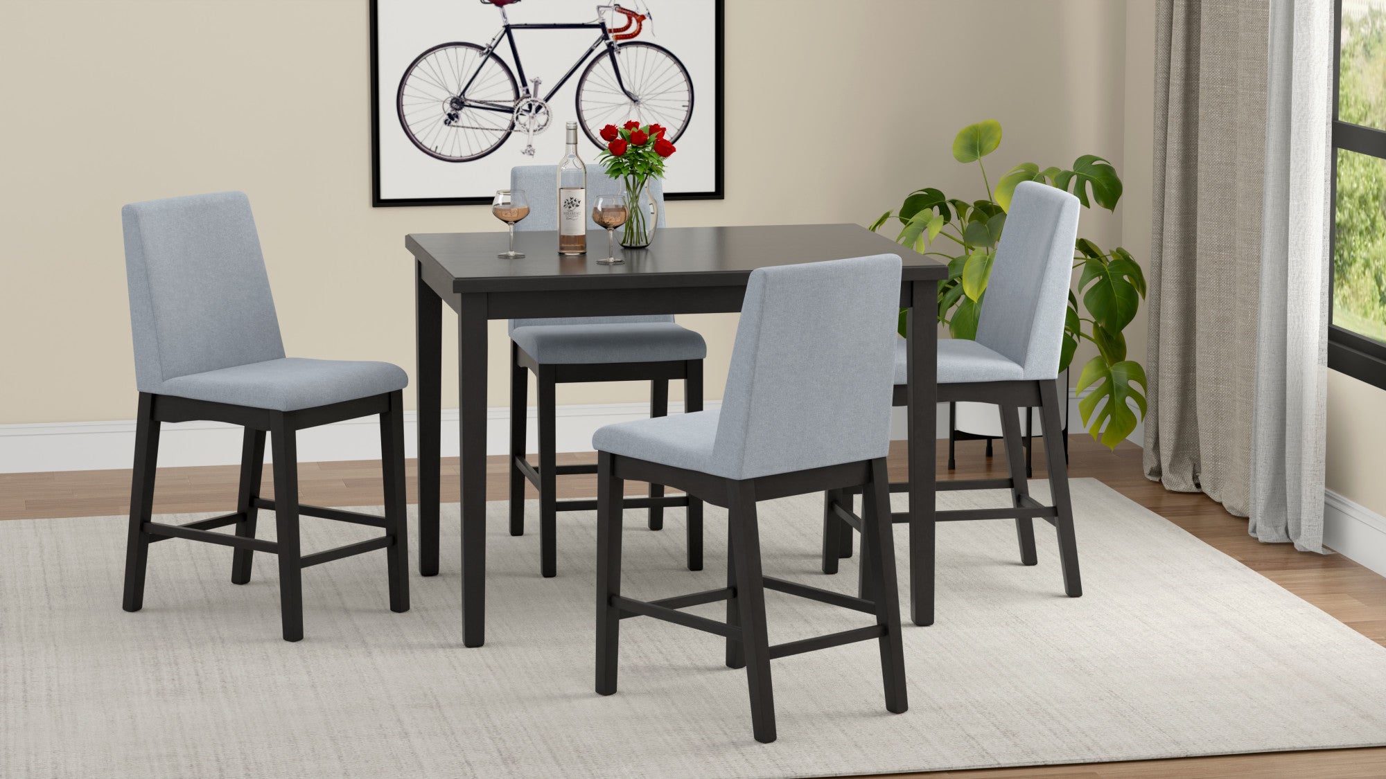 Quaint Gray 5 Piece Gathering Height Set Gray Foam Engineered Wood