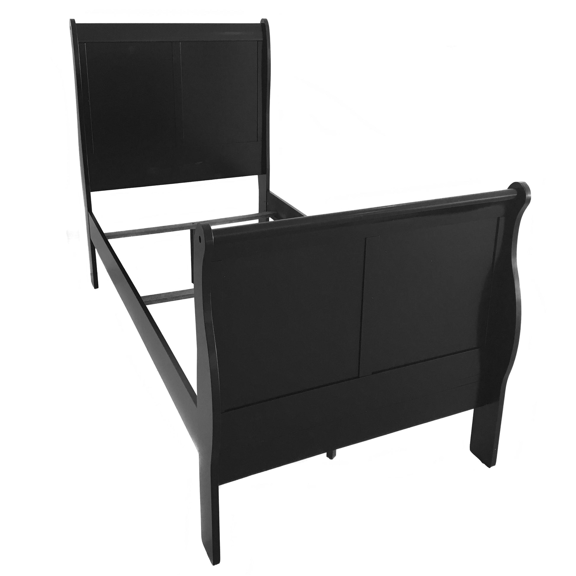 Black Full Sleigh Bed Box Spring Required Full Black Wood Traditional Wood