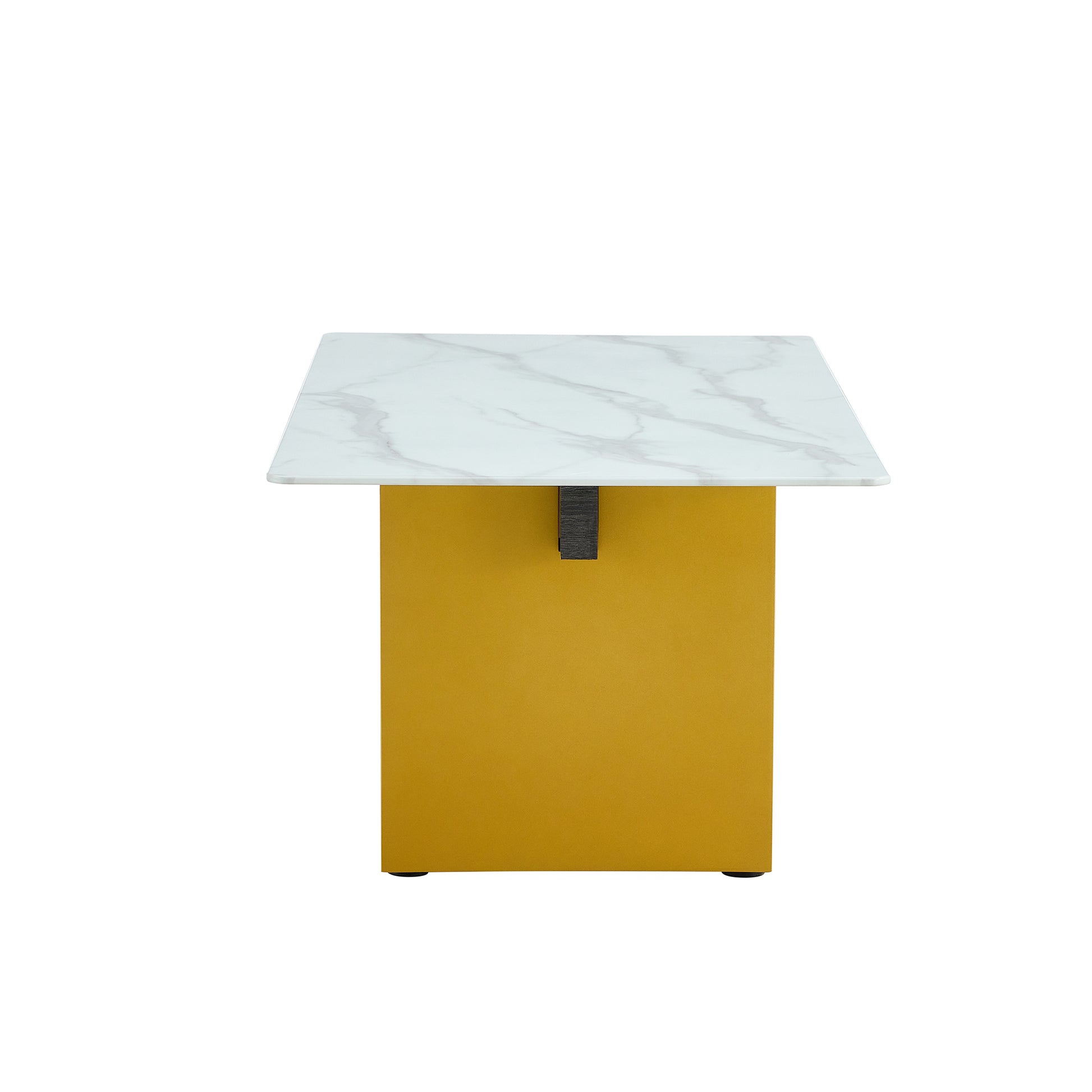 Modern Minimalist Tempered Glass With Sticker Desktop Coffee Table And Dining Table, Paired With Golden Mdf Decorative Columns. Computer Desk. Game Table. Ct 1546 Golden Mdf Glass