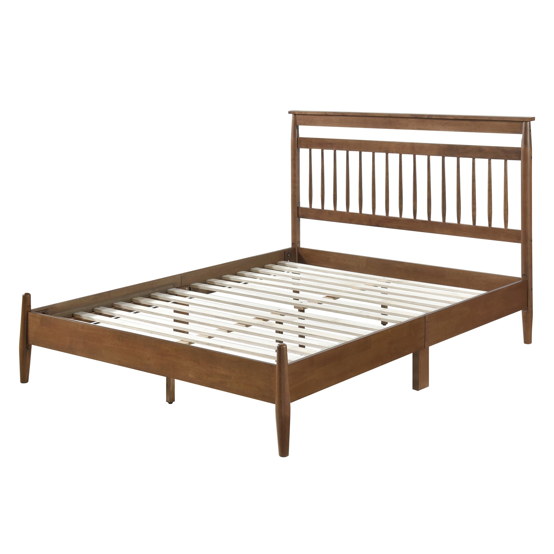 Transitional Design California King Platform Bed Chestnut Finish Wood Frame Bedroom Furniture 1Pc Bed In A Box Box Spring Not Required California King Chestnut Wood Bedroom Wood