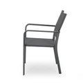 Outdoor Modern Aluminum Dining Chair With Mesh Seat Set Of 2 , Metal Gray And Dark Gray Gray Aluminium