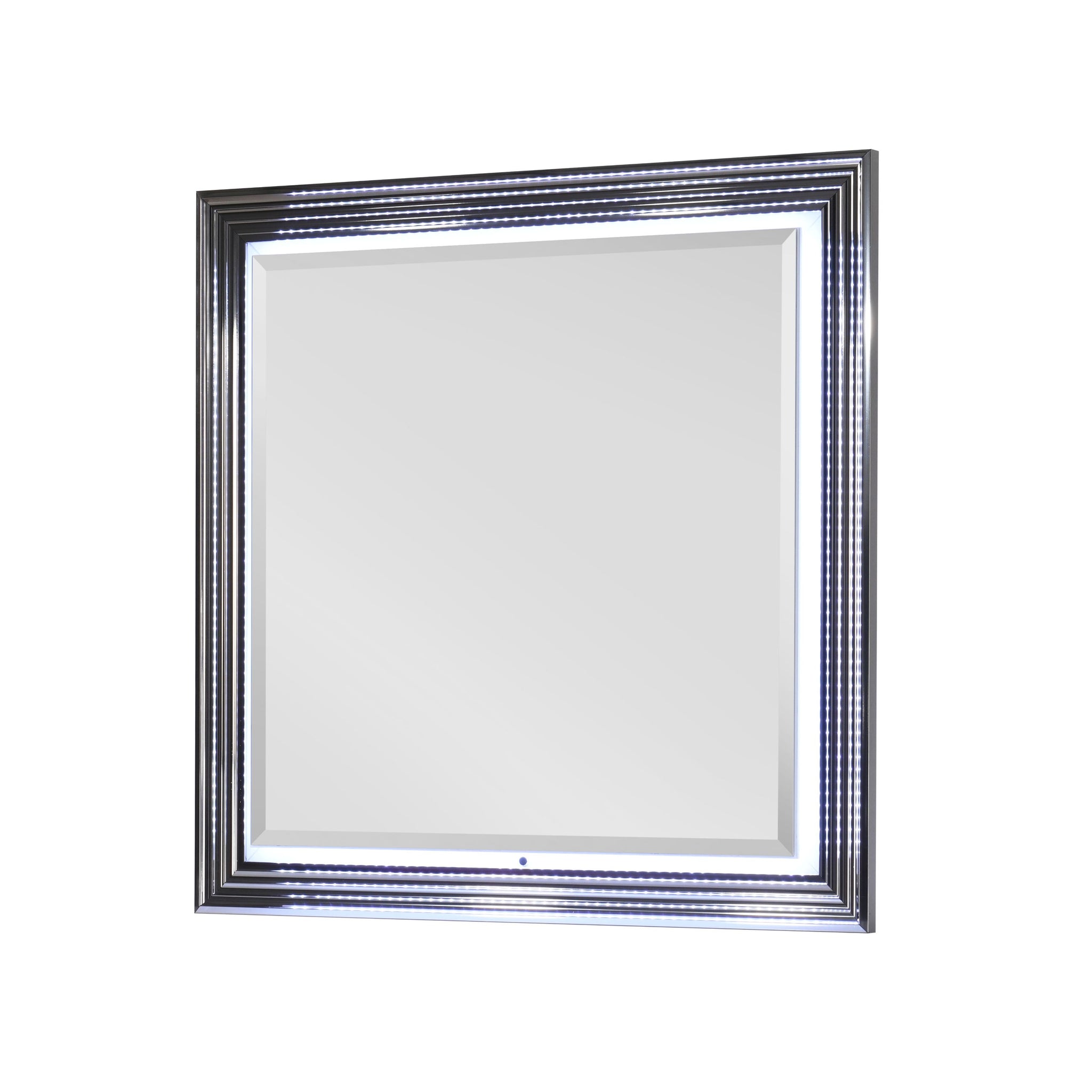 Moon Smooth White Mirror With Led White Solid Wood Mdf