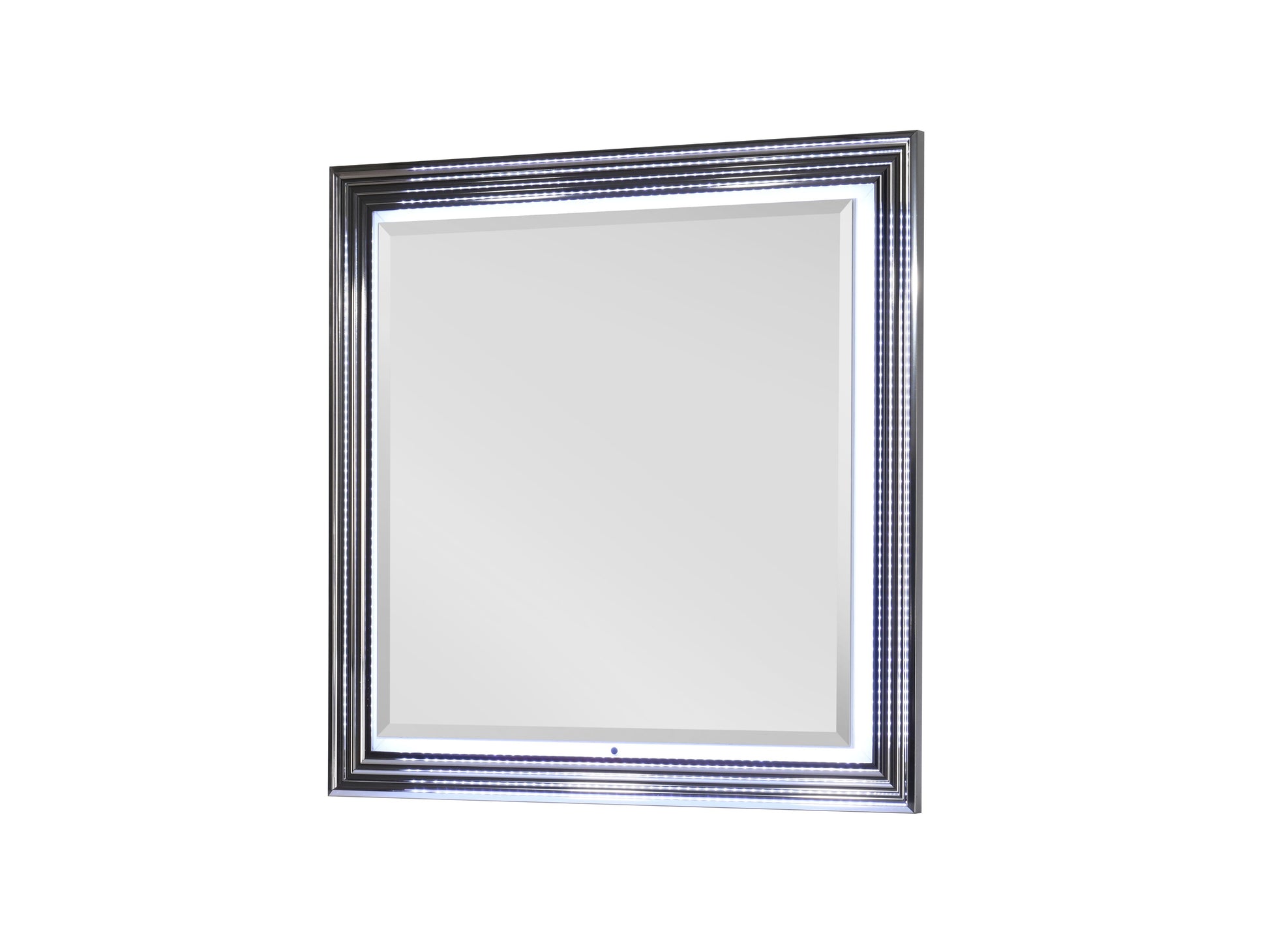Moon Smooth White Mirror With Led White Solid Wood Mdf