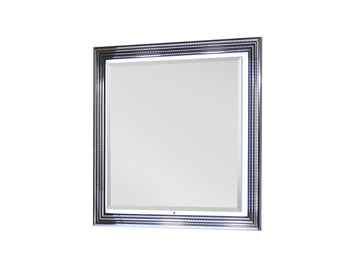 Moon Smooth White Mirror With Led White Solid Wood Mdf