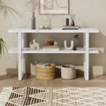 Retro Elegant Console Table With Marble Effect Top And Versatile Storage Solutions For Entryway And Living Room Antique White Antique White Solid Wood Mdf