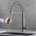 Dax Single Handle Pull Down Kitchen Faucet Brushed Finish Steel Gray Stainless Steel
