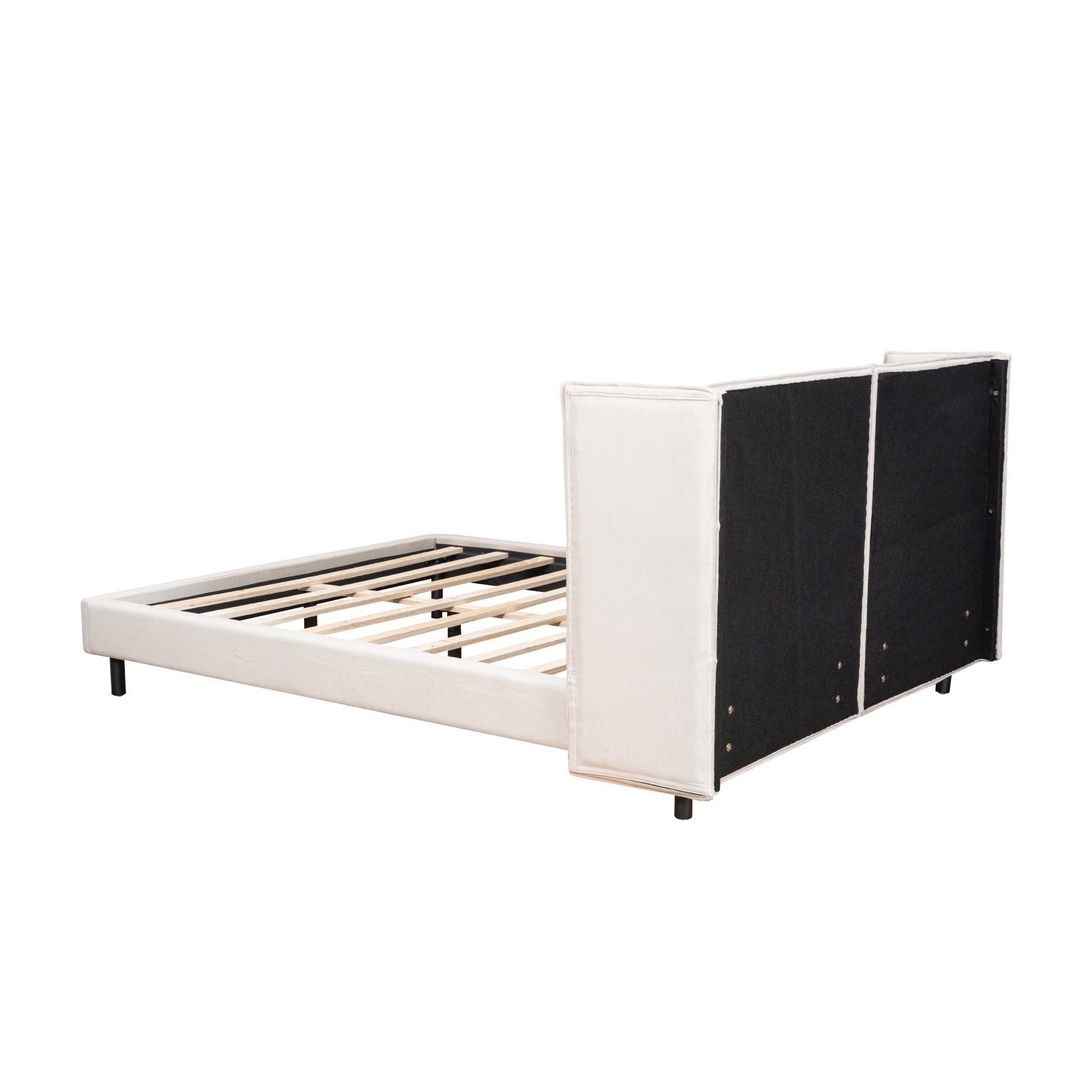 Queen Size Upholstered Platform Bed With Led Lights And U Shaped Headboard, Linen Fabric, Beige Queen Beige Wood Metal