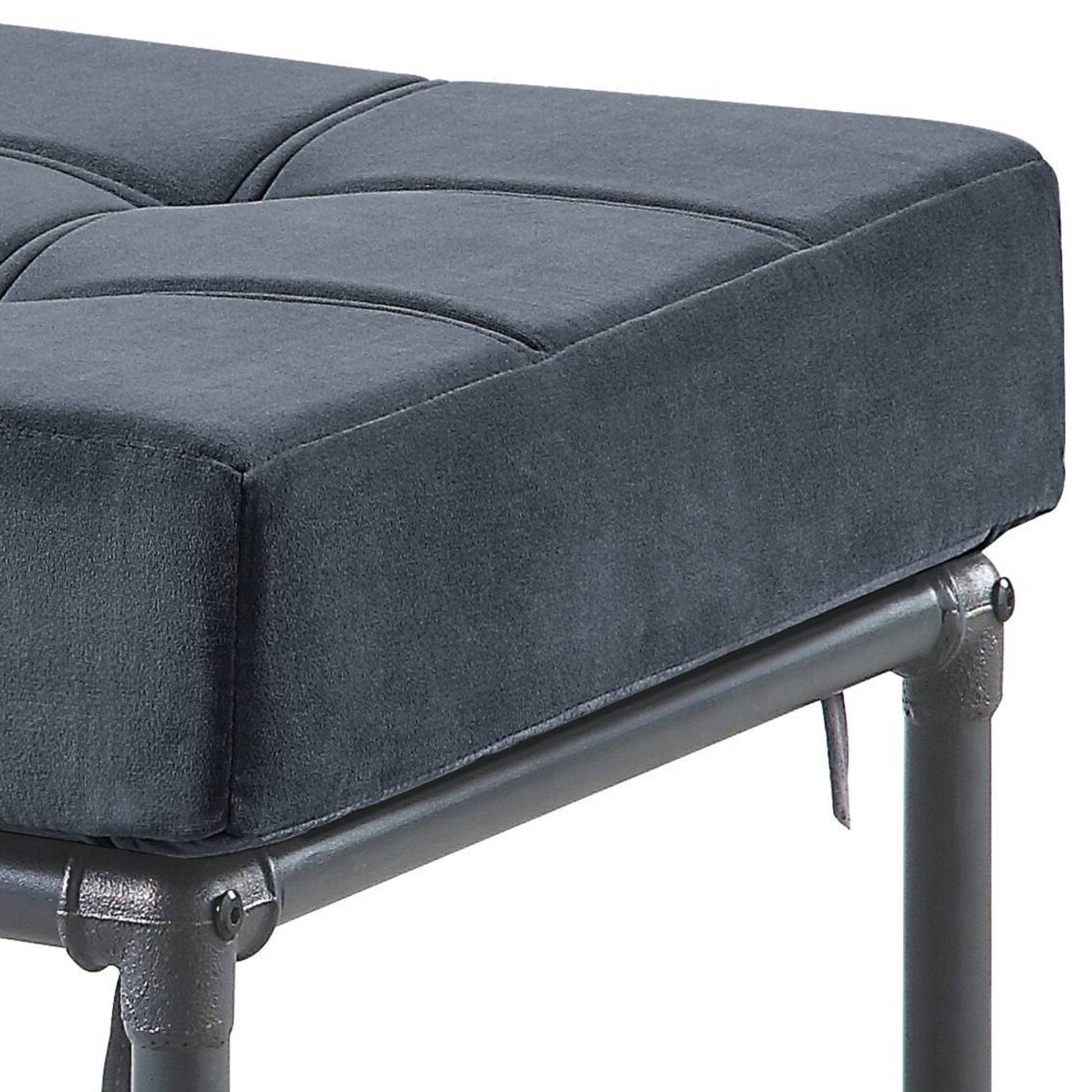 Grey And Sandy Grey Rectangle Ottoman Grey Velvet Primary Living Space Solid Grey Rectangle Fabric Metal