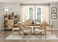 Traditional Dining Set 7Pc Extendable Table And 6 Side Chairs Wheat Finish Wooden Dining Kitchen Furniture Wood Wood Wheat Seats 6 Wood Dining Room Removable Leaf Extendable Trestle Rectangular