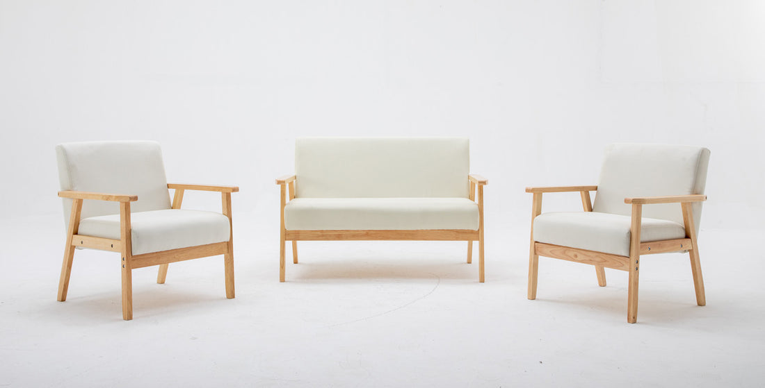 Bahamas Beige Loveseat And 2 Chair Living Room Set Beige Linen