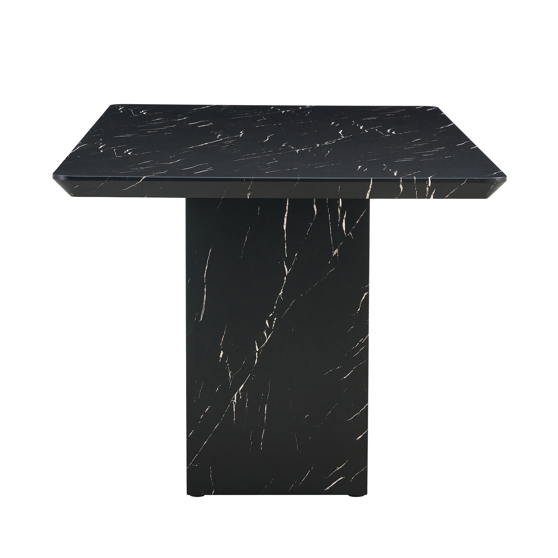 This Modern Dining Table With Mdf Marbled Design Gives You A Luxurious And Elegant Feel, Adding A Touch Of Elegance Whether It Is A Family Dinner Or Entertaining Guests. Black Mdf