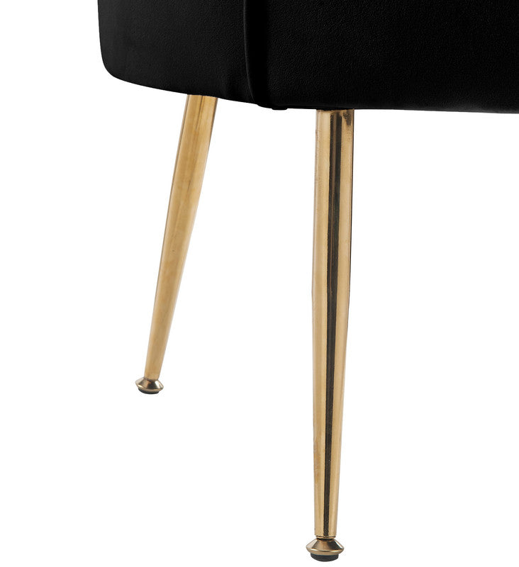 Angelina 34" Black Velvet Soped Back Barrel Accent Chair With Metal Legs Black Velvet