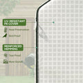 Outsunny 4.6' X 4.7' Portable Greenhouse, Water Uv Resistant Walk In Small Outdoor Greenhouse With 2 Tier U Shaped Flower Rack Shelves, Roll Up Door & Windows, White White Steel