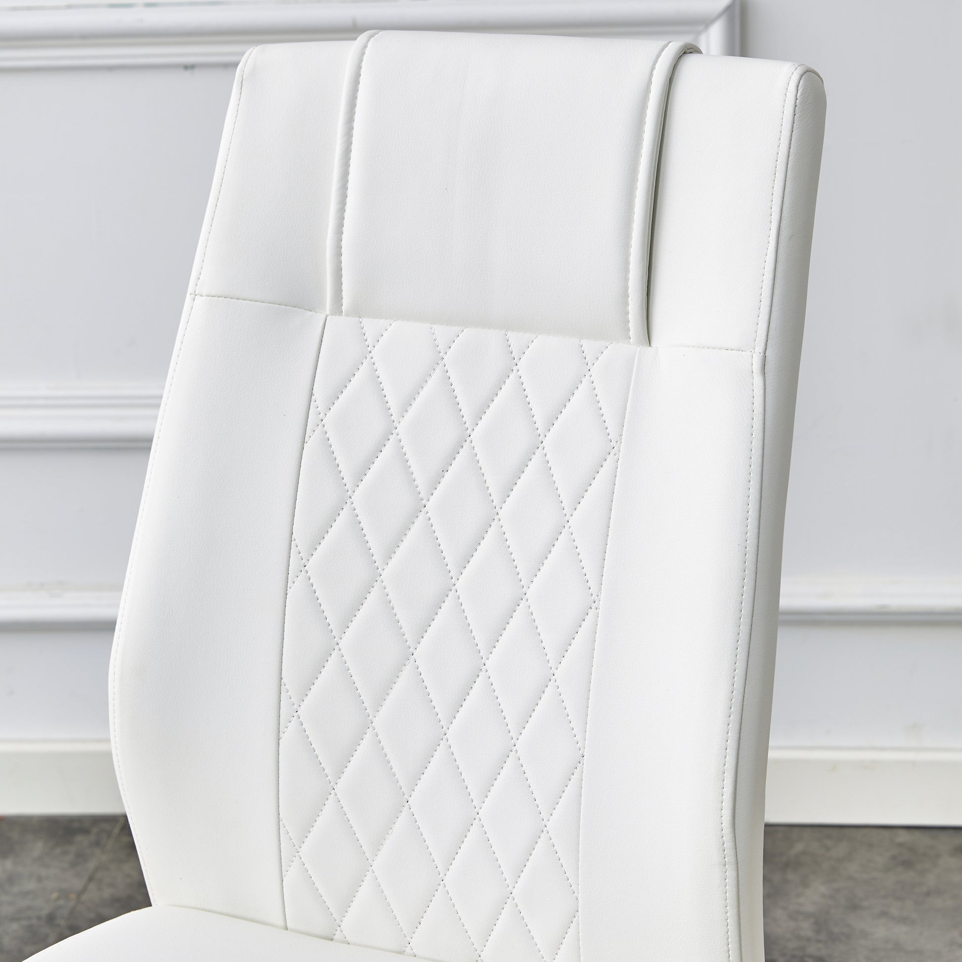 Table And Chair Set.The Table Has A Glass Tabletop With Imitation Marble Pattern Stickers And Stainless Steel Golden Table Legs. Paried With Comfortable Chairs With Pu Seats And Metal Legs. Gold Black Seats 8 Glass Metal