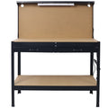 Steel Workbench Tool Storage Work Bench Workshop Tools Table W Drawer And Peg Board ,4Xac Outlets 2Xusb Ports Black Steel