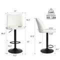Swivel Bar Stools Set Of 2,Height Adjustable Counter Stool,Modern Armless Faux Leather Barstool Chairs With Backs For Kitchen Island White Leather
