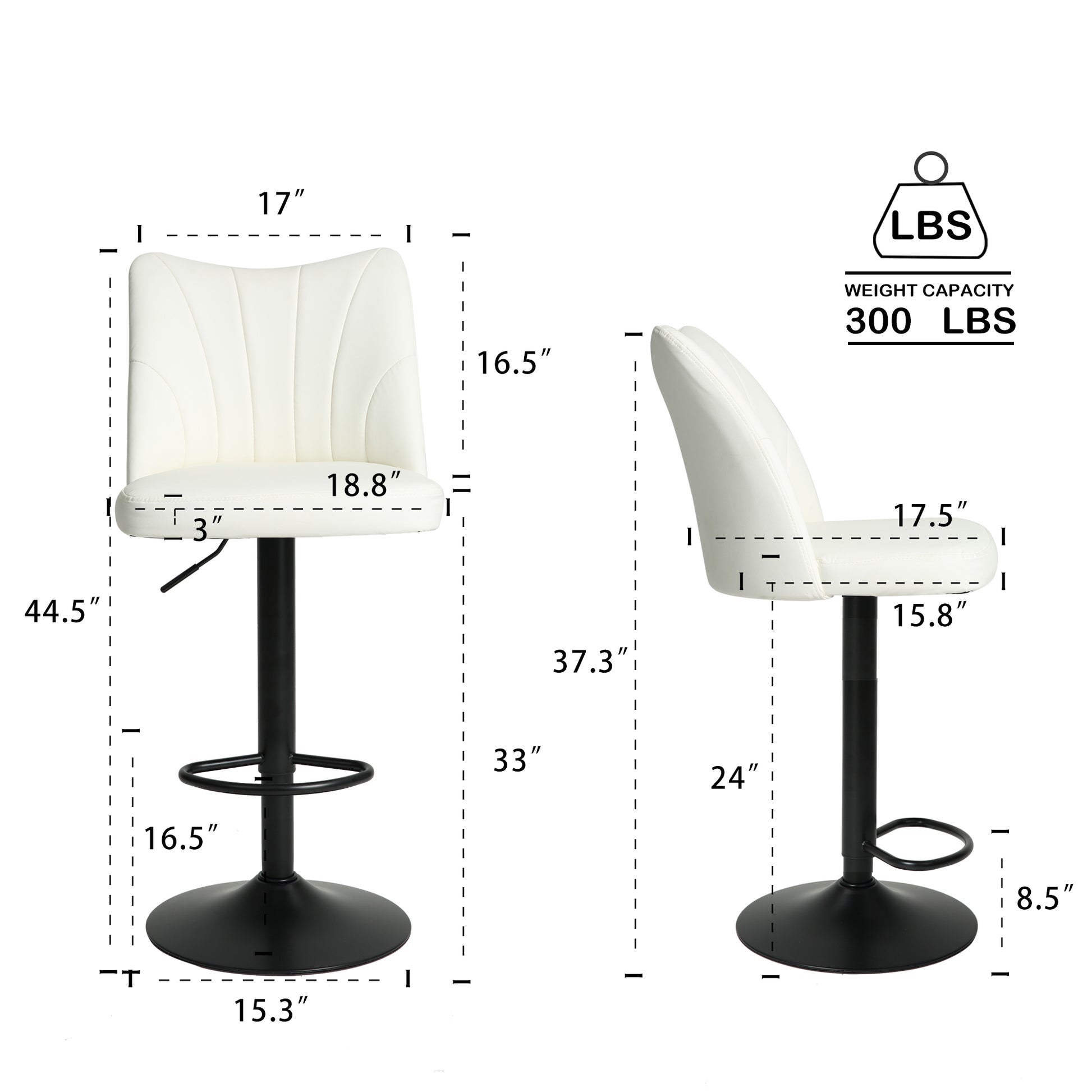 Swivel Bar Stools Set Of 2,Height Adjustable Counter Stool,Modern Armless Faux Leather Barstool Chairs With Backs For Kitchen Island White Leather