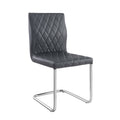 Grey And Chrome Side Chair With Sled Base Set Of 2 Grey Silver Primary Living Space Dining Chairs Solid Back Set Of 2 Faux Leather