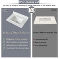 31 Inch Marble Vanity Top, White Vanity Top With Pre Drilled Faucet Holes, Bathroom Vanity Top With Undermount Rectangular Middle Sink And 4