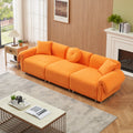 112 Inch Orange Teddy Velvet Fabric, With 3 Pillows, Three Sofa Can Be Placed In The Living Room And Other Scenes Orange Teddy Velvet Fabric, With 3 Pillows, Three Sofa Can Be Placed In The Living Roo Orange Polyester Blend 3 Seat