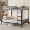 Queen Over Queen Metal Bunk Bed With Ladder And Slats Support For Adults Teens, Black Box Spring Not Required Queen Black Metal Bunk Metal