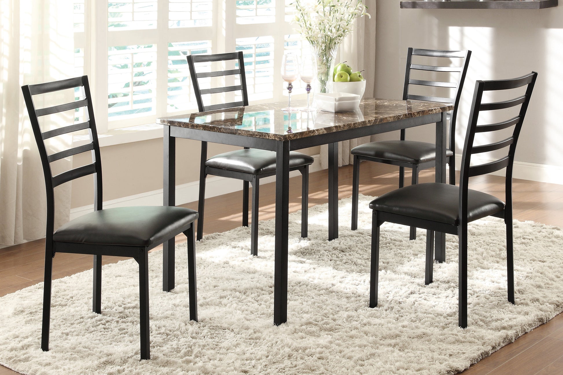 Black Finish Side Chairs Set Of 4 Metal Frame Casual Dining Furniture Black Dining Room Casual Side Chair Metal