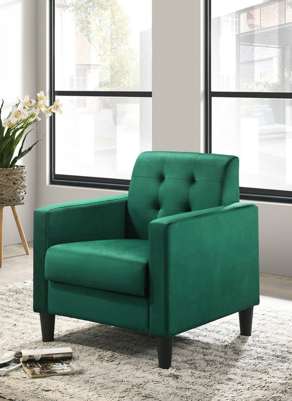 Hale 27.5" Green Velvet Accent Armchair With Tufting Green Velvet