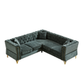 81.5 Inch Chenille Corner Sofal Shaped Sectional Couch, 5 Seater Corner Sofas With 3 Cushions For Living Room, Bedroom, Apartment, Office Green Foam Chenille 5 Seat