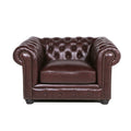 Traditional Tufted Leather Chesterfield Chair Chocolate Leather
