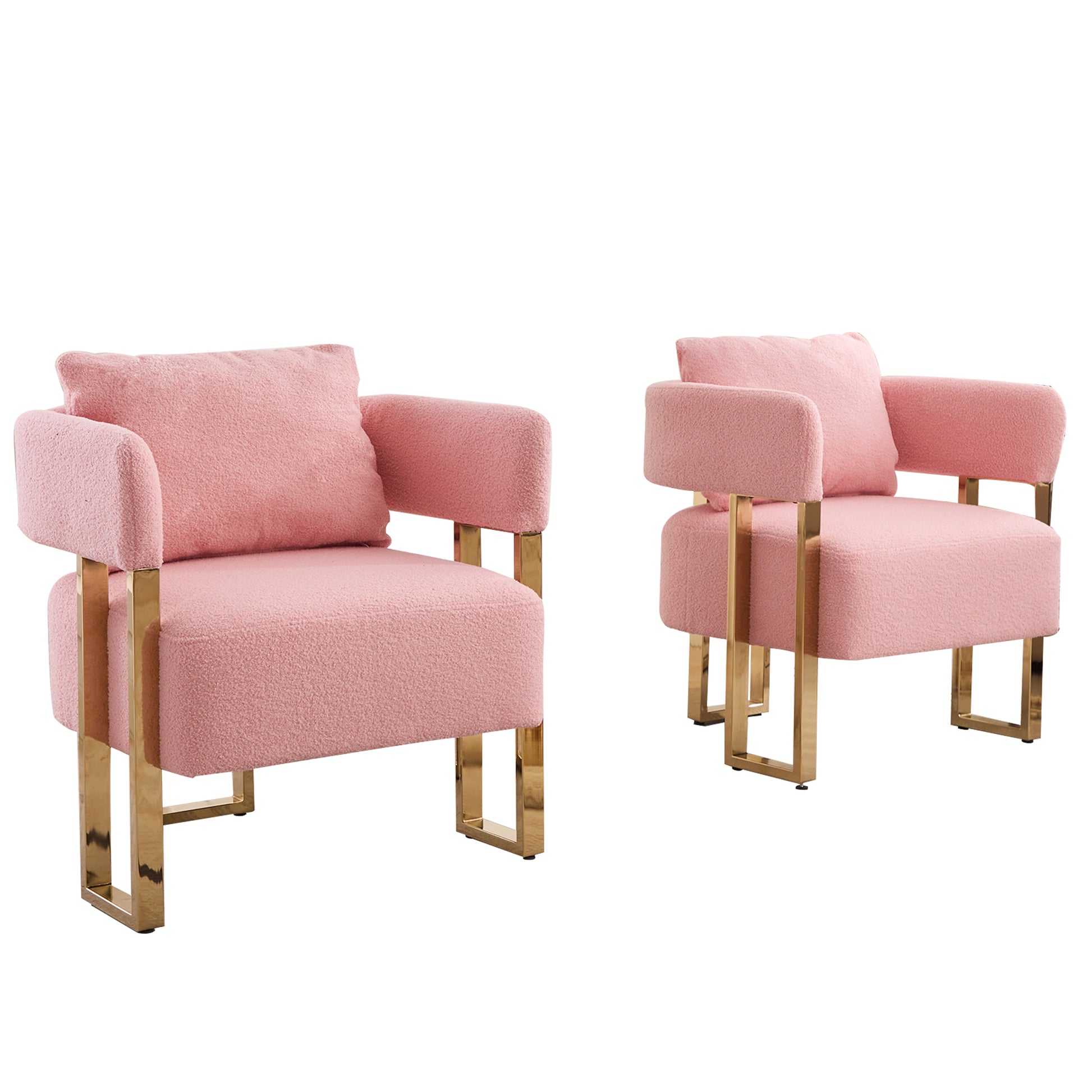 Ts Teddy Velvet Upholstered Metal Foot Sofas Pink Teddy 1 Seat