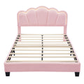 2 Pieces Bedroom Sets Full Size Flower Shaped Upholstered Led Platform Bed With Storage Ottoman Sherpa Fabric, Pink Full Pink 2 Piece Set Wood