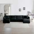 Comfort U Shaped Couch With Reversible Chaise, Modular Large U Shape Sectional Sofa, Double Extra Ottomans,Black Chenille Black Chenille 4 Seat