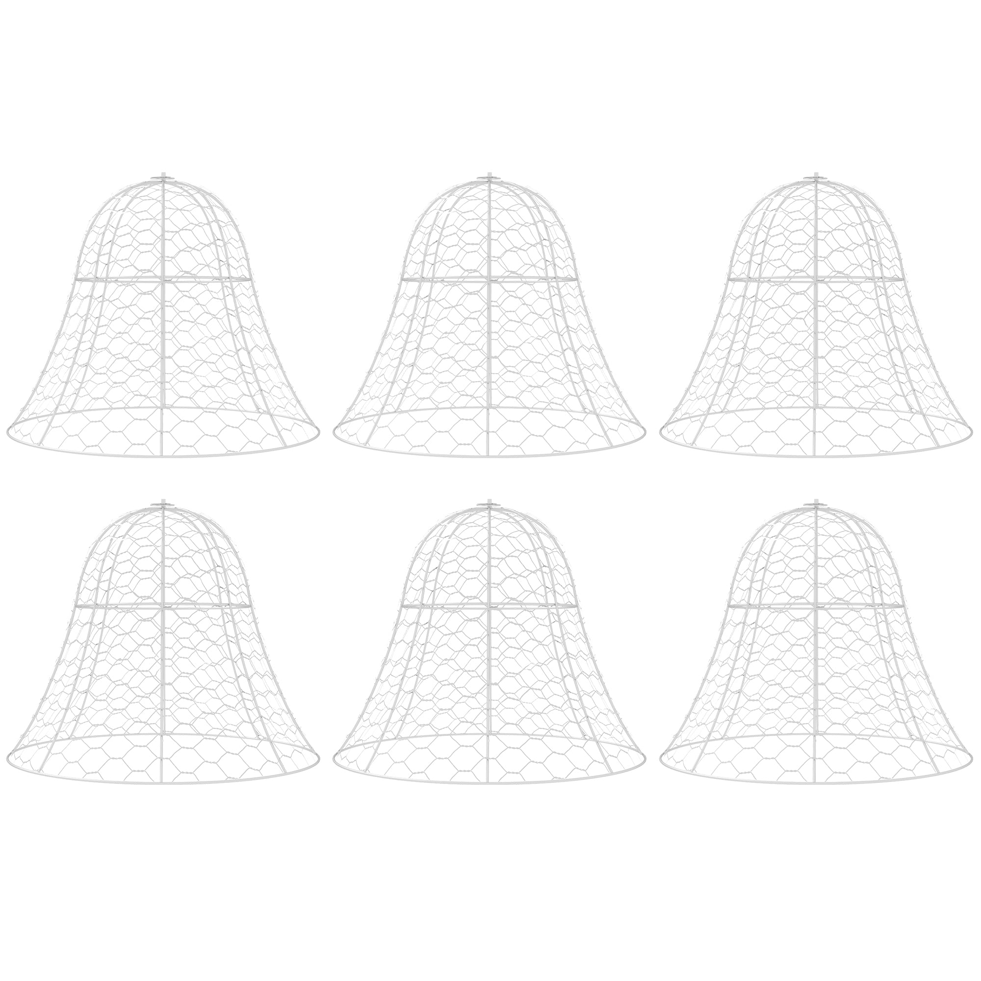 Outsunny Garden Chicken Wire Cloche, 16" X 13" Stackable Animal Plant Protectors, 6 Pack Of Metal Crop Cages To Keep Animals Out, White White Steel