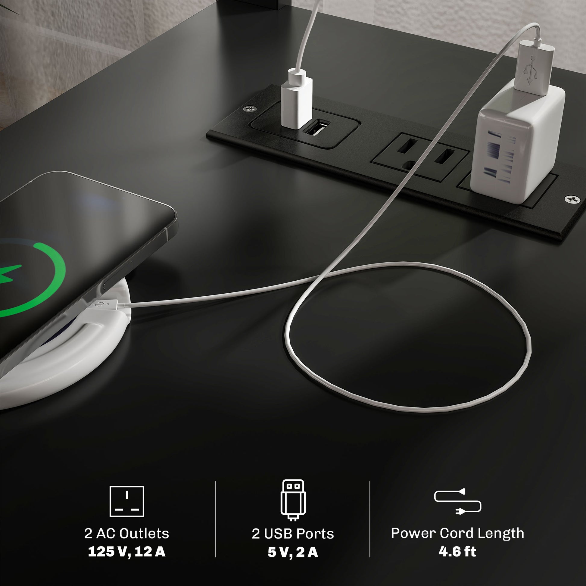 Homcom End Table With Charging Station, Narrow Side Table With Usb Ports And Outlets, Small Table With Hidden Storage And Open Shelf For Living Room, Black Black Mdf