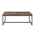 Weathered Oak And Black Rectangle Coffee Table Black Brown Primary Living Space Industrial Oak Rectangular Wood Metal Sled