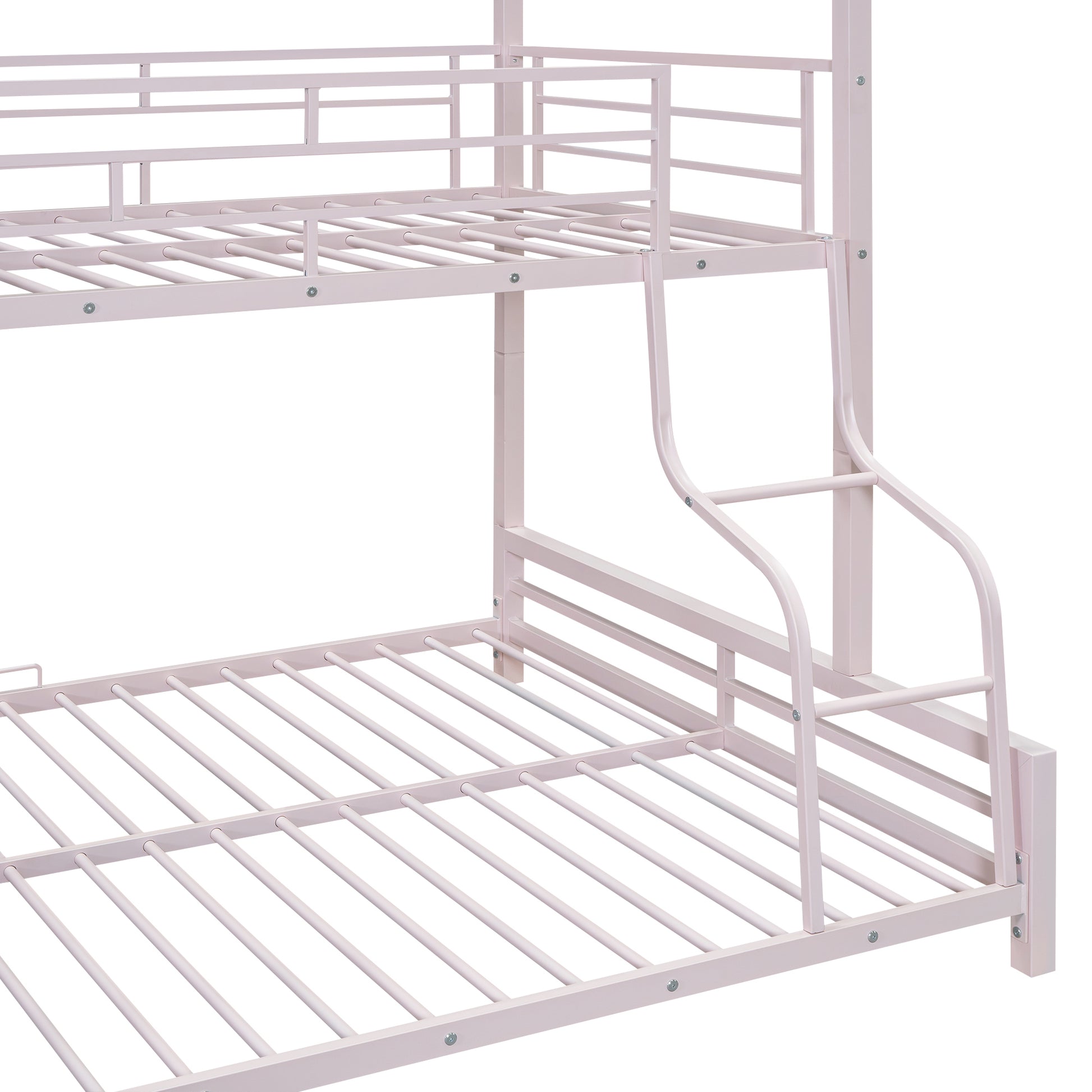 Metal House Bunk Bed, Twin Over Full, Pink Full Pink Metal