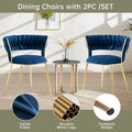 Coolmore Velvet Dining Chairs Set Of 2, Woven Upholstered Dining Chairs With Gold Metal Legs, Modern Accent Chairs For Living Room, Dining Room, Kitchen Navy Velvet Navy Foam Velvet
