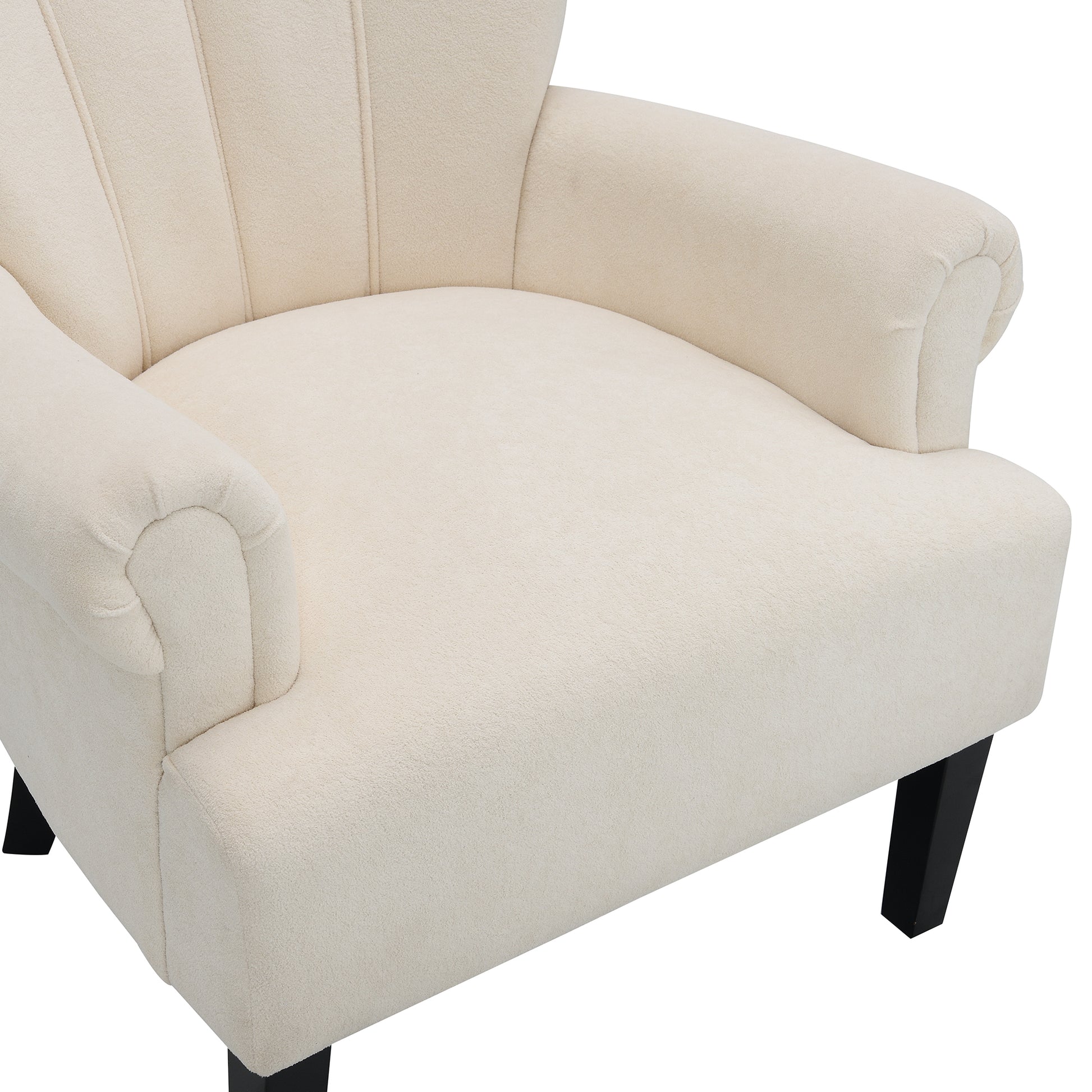 Modern Accent Living Room Chairs,Polyester Armchair Club Chair With Channel Back, Accent Chair For Living Room, Bedroom Reading Room, Soft Fabric, Wooden Leg, Beige Beige Primary Living Space Foam Plywood