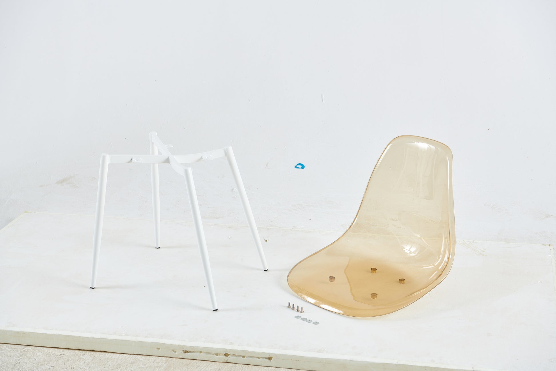 Dining Chair,Set Of 4,Metal Leg,Plastic Seat,Transparent Yellow Yellow White Iron Plastic