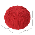 Knited Pouf Red Cotton