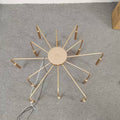 12 Light Modern Gold Farmhouse Iron Chandelier, Adjustable Height E12 Bulb, Classic Candle Hanging Pendant Light For Living Room Dining Room Gold Ceiling Lights 3100K 4200K Neutral White 1000Lm