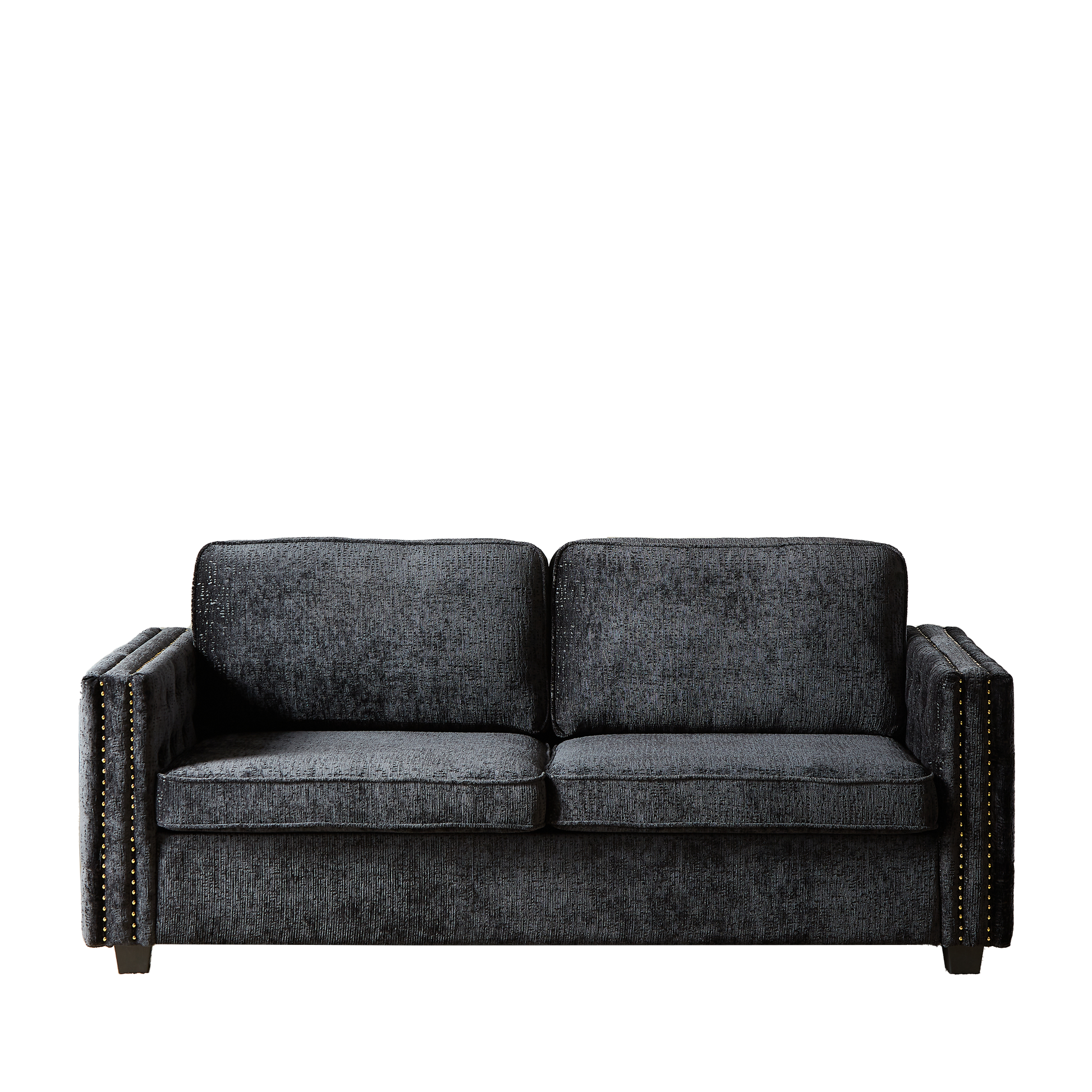 Convertible Sleeper Sofa With Memory Foam Mattress, 3 Seater Full Size Bed Couch For Living Rooms, Designed With Chenille Fabric Black Chenille 3 Seat