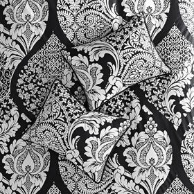 7 Piece Cotton Printed Comforter Set Black Queen Queen Black Polyester