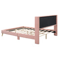Queen Size Corduroy Platform Bed With Metal Legs, Pink Old Sku:Wf300238Aah Queen Pink Corduroy