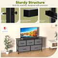 Simple Deluxe 5 Drawers Dresser For Bedroom, Kidsroom Furniture, Wide Chest Of Drawers, Storage Organizer Units With Fabric Bins For Closet, Metal Frame, Waterproof Wood Top, Adjustable Feet, Gray