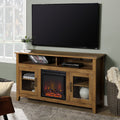 Transitional Electric Fireplace Wood And Glass Tv Stand For Tvs Up To 65