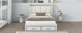 Full Size Wood Platform Bed With Upholstered Headboard And 2 Drawers, White Box Spring Not Required Full White Wood Bed Frame Solid Wood Mdf